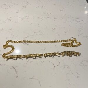 Vintage gold-tone leopard belt
